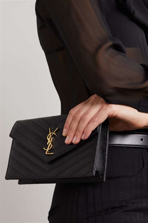 borsa ysl matelasse monogram|Cassandre matelassé leather wallet on chain in black .